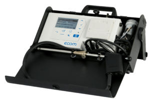 Geöffneter Koffer mit ecom-CL2 Abgasanalysegerät für Heizungsanwendungen